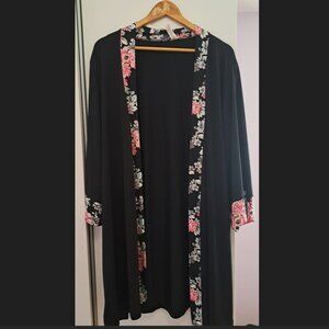 Nanette Lepore Black Robe Floral Trim (with Belt)
